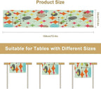 Mid Century Table Runner,Abstract Retro Modern Geometric Colorful Stripe Pattern Print Tablecloth Burlap for Hotel Indoors Outdoor Dining Room Kitchen Holiday Party, 13x70in