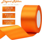 Orange Solid Satin Ribbon 2 Inch 25 Yards Solid Polyester Fabric Ribbon for Gift Wrapping Wedding Christmas Baby Shower Birthday Party Decoration Handmade Immortal Flower Craft