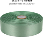 Sage Green Solid Satin Ribbon 1 Inch 50 Yards Solid Polyester Fabric Ribbon for Gift Wrapping Wedding Christmas Baby Shower Birthday Party Decoration Handmade Immortal Flower Craft