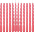 12-Pack Pink Spiral Taper Candles – 10 Inch Elegant Dripless & 10-Hour Burn – Long-Lasting Decorative Candles for Weddings, Birthdays, Parties, Church, Home Decor & Romantic Dinners