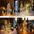 20 Pack Wine Bottle Lights with Cork Battery Operated 3.3ft 20 LED Silver Wire Cork Fairy Lights for Liquor Bottles,Jars,Crafts,Wedding,Party,Centerpieces,Table Decor,Warm White