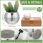 Jinei 24 Pcs Disco Vases Bulk Silver Mirror Disco Ball Flower Glass Ball Planter Candle Holder Glass Vase for Wedding Table Centerpieces Bedroom Office Birthday Decoration (3" X 4")