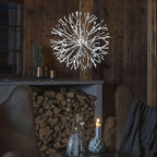 Christmas led Sparkle Ball Hanging Outdoor décorations -Haning Twig Ball,Snowflake Ornament Lights Indoor Outdoor Festive Holiday Décor 24Inch (Cool White)