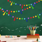 Rainbow Decorations Colorful Felt Tassel Circle Dot Garland Banner Rainbow Hanging Polka Dot Tassel Streamer for Classrooms Preschool Everyone is Welcome Nursery Birthday Fiesta Carnival Party Decor