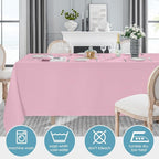 VidaFete Tablecloth 6 Pack 90 * 132inch Rectangle Table Cloth Polyester, Stain Wrinkle Resistant Polyester Dining Table Cover for Kitchen Dinning Party Wedding Rectangular Buffet Decoration(Pink)