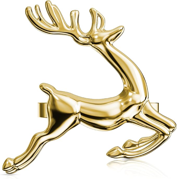 ZeeDix Gold Reindeer Christmas Napkin Rings Set of 24, Napkin Holder Ring for Christmas Dinner Table Decor Cloth Napkins, Wedding Receptions, Holiday Party, Banquet and Home Kitchen