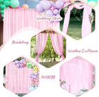 PARTISKY 10x10ft Pink Chiffon Sheer Backdrop Curtains, Wrinkle-Free Wedding Backdrop Drapes for Birthday Party Ceremony Arch Stage Decor Background for Photography 5x10ft,2 Panels