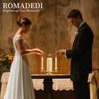 Unity Candle Holder for Wedding Ceremony Set - Romadedi 3 Arm Metal Gold Candle Stand for Pillar Taper Candlestick Unity Candles Centerpiece Decor Bride Reception Anniversary Decoration Gift