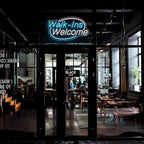 Walk-Ins Welcome Neon Sign, Neon Sign For Wall Decor, Ice blue + white Led Signs Usb Powered, Living Game Room Decor, For Bedroom Restaurant Bar Hotel Shop Party Birthday(16.5x9.4in)