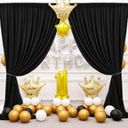 30 ft x 10 ft Wrinkle Free Black Backdrop Curtain for Parties, 6 Panels 10ft Polyester Black Photo Backdrop Drapes for Graduation Birthday Wedding Party Stage Curtains, Thick Bulk Background Curtains