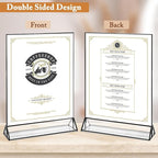 Floroom 6 Pack 8.5x11 Inch Clear Acrylic Sign Holders, Double-Sided Black Display Stand Picture Frames for Table Numbers, Menus, Flyers, Weddings, and Offices