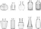 Gather & Bloom Creations Glass Bud Vases in Bulk – Set of 10 Mini Wedding Centerpiece Vases – Durable, Vintage-Inspired Clear Glass Vases for Flowers and Table Decor