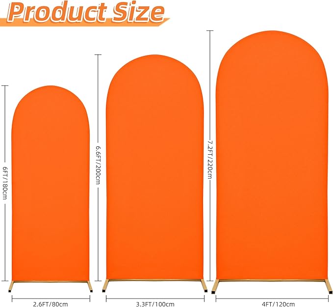 Wedding Arch Cover Spandex Arch Backdrop Cover 7.2FT Arch Stand Cover Arch Covers Stretchy Backdrop for Wedding Birthday Party Decoration Baby Shower Banquet (Candy Orange)