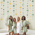 Sage Green Gold 40th Birthday Decorations Number 40 Circle Dot Twinkle Star Garland Streamer Banner Backdrop for Women Mens Cheers to 40 Years Old Birthday Happy 40th Anniversary Party Supplies