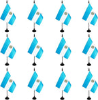 Argentina Desk Flag, 12 Pack Argentinian Table Office Flag with Black Solid Pole and Stand Base, International Country Flag, Festival Celebration, Classroom Meeting Desktop Decor (Argentina)