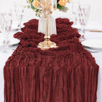 MLMW 10 Pack Christmas Table Runner Cheesecloth Burgundy Boho Cheese Cloth 160 inch Gauze Rustic Sheer Table Runner 13.3ft for Party Wedding Baby Bridal Shower Birthday