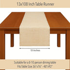Chardin home Natural Jute Table Runner 13x108 Inch – Vintage Boho Rustic Table Decor – Handwoven Long Table Runner in Natural Jute and Ivory – Farmhouse Dining or Console Table Accent