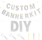 TaoBary 112 Pcs DIY Letter Kit Glitter Customizable Banner Letters Include 107 Letters and Numbers 3 Rope and 2 Needles for Birthday Halloween Christmas Wedding Valentine Party Decor(Silver)