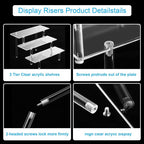 2PCS Acrylic Display Risers, 3 Tier Clear Cupcake Stand Risers, Organizer for Perfume, Funko POP, Food, Tabletop Use