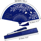 WEARXI Handheld Fan, 4 PCS Hand Fan, Chinese Folding Fan for Women Foldable, Silk Bamboo Hand Held Fan, Paper Hand Fan