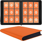 Card Binder 9 Pocket for 360 Cards - Premium Trading Card Binder with Sleeves Protection, Side Loading Collection for TCG, MTG, YGO, One Piece Collectible Cards (Orange)