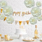 BRT Bearingshui Crepe Paper Flowers Decoration for Wall Total 9 Pcs, Artificial Flowers for Wedding Decor,Flower Backdrop Decor, Baby Bridal Shower Birthday Party, Beige 3D Wall Flowers Decor