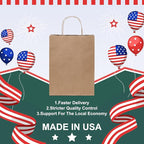METRONIC Paper Gift Bags 8x4.25x10.5 100Pcs Brown Paper Bags with Handles Bulk, Kraft Paper Bag for Small Business, Birthday Wedding Party Favor, Christmas, Retail shopping Bag, Made in USA