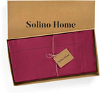 Solino Home Linen Tablecloth 52 x 52 Inch - 100% Pure Linen Beet Square Tablecloth - Classic Hemstitch, Machine Washable Table Throw for Fall, Autumn, Thanksgiving, Holiday