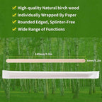 500pcs Individually Wrapped Wooden Coffee Stirrers - 5.5" Coffee Stir Sticks, Round End Disposable Stir Sticks, For Coffee, Cocktail and Hot Drinks