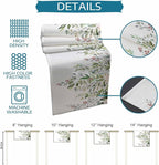 Botanical Eucalyptus Cotton Linen Table Runner for Dining Kitchen, Wedding Outdoor Party Tablerunners Decoration, Sage Green Leaves Elegant Floral Dresser Scarf Coffee Tablecloth Runners 13x120 Inches