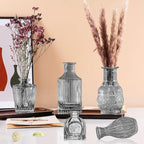 Dark Gray Bud Vases Set, 24 Pcs Vintage Small Vases for Flowers, Clear Crystal Mini Glasses in Bulk, Small Flower Design for Centerpieces Wedding Home Flower Party Decor