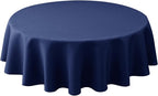 Biscaynebay Textured Fabric Round Tablecloths 60" for Round Tables diameters from 28" to 48", Navy Water Resistant Folding Table Covers Washable for Dining, Kitchen, Wedding, Parties etc