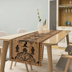 Viking Tree of Life Table Runner, Wooden Printed Eagle Dragon Boat Rudder Seasonal Kitchen Dining Table Decoration for Home Party 13x70 Inch