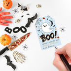 Aukolass 50Pcs Boo Gift Tags, Halloween Treat Tag for Spooky Boy Ghost Party Favor and Gift Wrapping Decoration (Blue Boo)