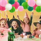 Pink Green Paper Lanterns Decorative 15pcs Party Hanging Decorations for Party Birthday Bachelorette Wedding Birthday Baby Shower Summer Themed Party Anniversary Green Pink White Room Decor