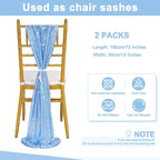 Sequin Table Runners 2 Pieces Baby Blue Table Runners 12x72 Inch Glitter Dining Table Cover for Party Wedding Birthday Reception Banquet Decoration Spring Party Chair Sashes