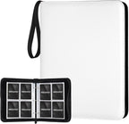 4 Pocket Card Binder, Premium Zip Trading Card Binder, 400 Double Sided Pocket PU Card Collection Binder, Collector Card Album, Card Folder for MTG, TCG, Sports Cards, Game Cards (White)