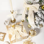 Ribbli Ivory Velvet Ribbon 1.5 Inch Handmade Frayed Vintage Christmas Ribbon for Gift Wrapping Christmas Tree Ornament Wreath Craft Home Decor -Total 3 Yards with Wooden Spool