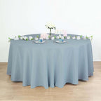 Efavormart Round Tablecloth, 120 Inch Stain & Wrinkle Resistant Washable Table Cloth, Decorative Polyester Fabric Table Cover for Banquet, Wedding, Dining - Dusty Blue