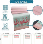 Tropical Flamingo Cotton Linen Table Runner for Dining Kitchen, Wedding Outdoor Party Tablerunners Decoration, Pink Bird Coastal Nautical Animal Dresser Scarf Coffee Tablecloth Runners 13x60 Inches