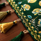13×72 Inch Table Runner, Retro-Luxury Tassels Series for Kitchen Dining Table Holiday Decoration (Green Branch)
