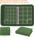 Coin Collection Book for Collector,260 Pockets Fireproof Coin Collection Holder Album,Coin Collection Organizer Storage Box Case Album for 20/25/ 27/30/ 38mm Coins,Green