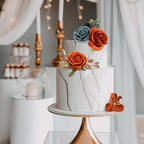 Artificial Flowers Combo for DIY Wedding Bouquets Combo Centerpieces Arrangements Party Bridal Baby Shower Home Decorations-Teal&Terracotta