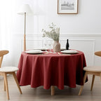 EVERLY 100% Pure Linen Round Tablecloths 80Inch Round Machine Washable Tablecloth for Thanksgiving,Decorative Halloween,Buffet Parties,Picnic,Events,Weddings and Restaurants-Christmas Red