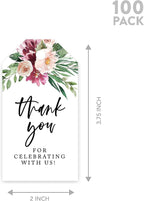 Andaz Press 100-Pack Thank You for Celebrating with Us Favor Tags Spring Watercolor Florals Cardstock Gift Tags with Bakers Twine for Wedding Baby Shower Bridal Shower Party Favors 2 x 3.75-Inches