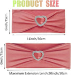 Coral Red Chair Sashes 25 Pack Spandex Coral Red Sashes for Chairs Covers Universal Stretch Chair Sashes Band with Heart Buckle Slider Universal Sashes Bows for Wedding Banquet Party Decorations