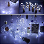 YJFWAL Wine Bottle Lights with Cork,Cork Shape Silver Copper Wire Fairy Mini String Lights,24Pack 20LED Battery Operated for DIY,Party,Wedding,Christmas,Halloween,Decor (Cool White)
