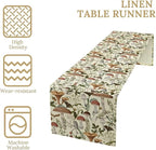 Mushroom Table Runner,Vintage Forest Flower Plant Print Table Runner for Kitchen Dining Table Home Party Decoration 13x72 Inch