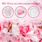 300 PCS Real Pink White Rose Flower Petals Confetti for Wedding Flower Girl to Throw, 2.82oz Freeze Dried Rose Petal for Proposal Centerpieces Romantic Night Decor