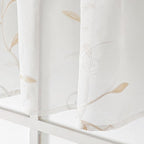 VISIONTEX White Sheer Voile Curtains, Decorative Leaves Embroidery Faux Linen Rod Pocket Window Drapes for Home Kitchen, Living Room and Bedroom 26 x 36 Inch, Set of 2 Curtain Panels